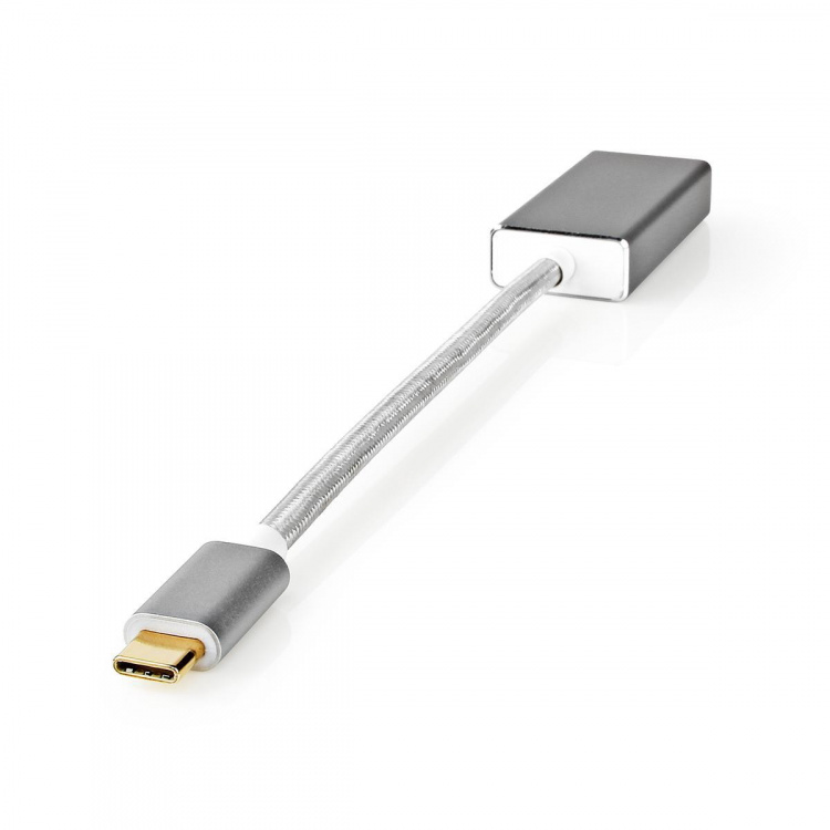 Nedis USB-C™ Adapter | USB 3.2 Gen 1 | USB-C™ Hane | DisplayPort Hona | 0.20 m | Rund | Guldplaterad | Flätad / Nylon | Silver | Kartong med täckt fönster Nedis USB-C™ Adapter | USB 3.2 Gen 1 | USB-C™ Hane | DisplayPort Hona | 0.20 m | Rund | Guldplaterad | Flätad / Nylon | Silver | Kartong med täckt fönster