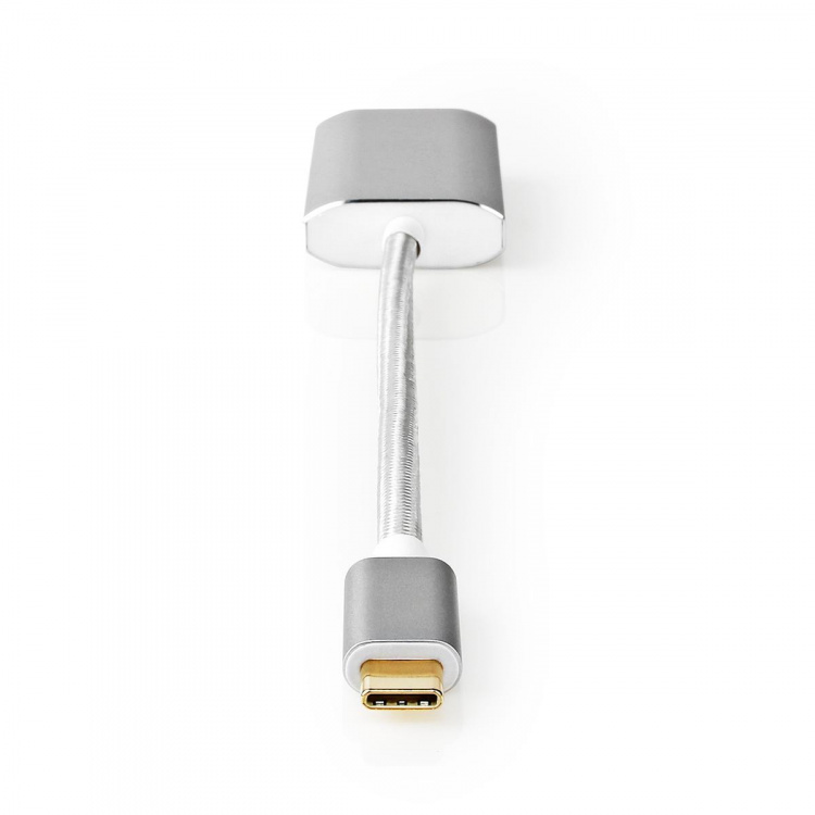 Nedis USB-C™ Adapter | USB 3.2 Gen 1 | USB-C™ Hane | DisplayPort Hona / USB-C™ Hona | 4K@60Hz | Power delivery | 0.20 m | Rund | Guldplaterad | Flätad / Nylon | Silver | Kartong med täckt fönster