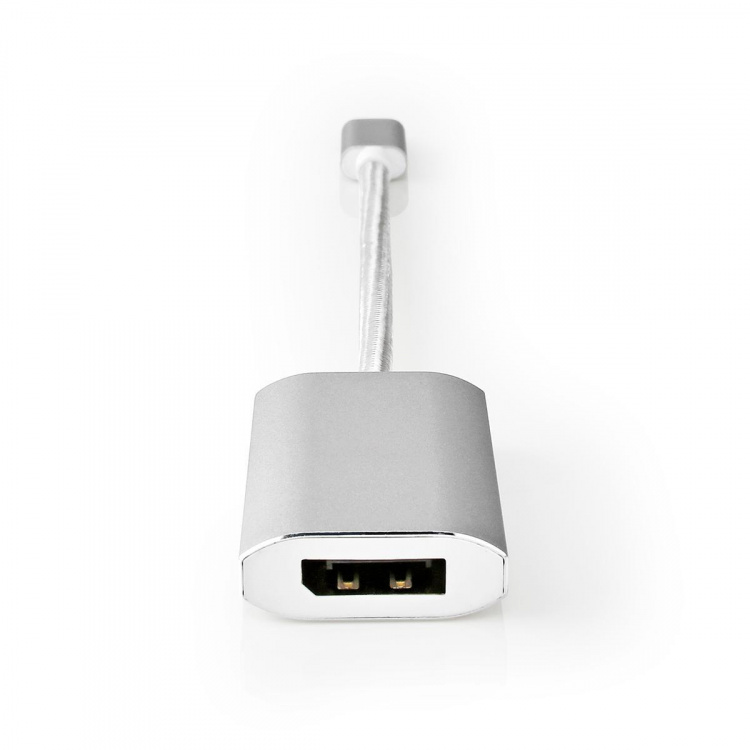 Nedis USB-C™ Adapter | USB 3.2 Gen 1 | USB-C™ Hane | DisplayPort Hona / USB-C™ Hona | 4K@60Hz | Power delivery | 0.20 m | Rund | Guldplaterad | Flätad / Nylon | Silver | Kartong med täckt fönster