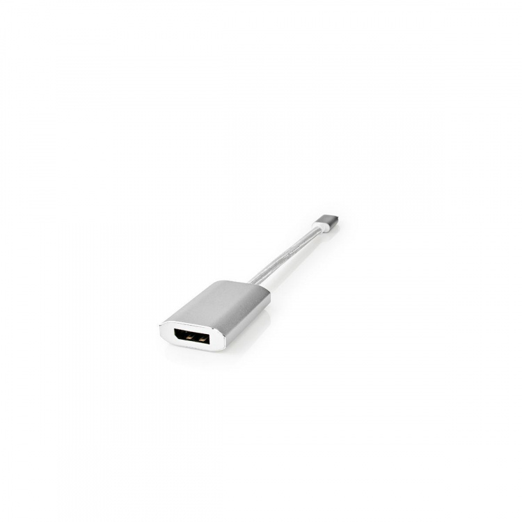 Nedis USB-C™ Adapter | USB 3.2 Gen 1 | USB-C™ Hane | DisplayPort Hona / USB-C™ Hona | 4K@60Hz | Power delivery | 0.20 m | Rund | Guldplaterad | Flätad / Nylon | Silver | Kartong med täckt fönster