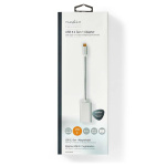 Nedis USB-C™ Adapter | USB 3.2 Gen 1 | USB-C™ Hane | DisplayPort Hona / USB-C™ Hona | 4K@60Hz | Power delivery | 0.20 m | Rund | Guldplaterad | Flätad / Nylon | Silver | Kartong med täckt fönster