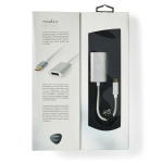 Nedis USB-C™ Adapter | USB 3.2 Gen 1 | USB-C™ Hane | DisplayPort Hona / USB-C™ Hona | 4K@60Hz | Power delivery | 0.20 m | Rund | Guldplaterad | Flätad / Nylon | Silver | Kartong med täckt fönster