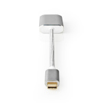 Nedis USB-C™ Adapter | USB 3.2 Gen 1 | USB-C™ Hane | Mini DisplayPort Hona | Power delivery | 0.20 m | Rund | Guldplaterad | Flätad / Nylon | Silver | Kartong med täckt fönster