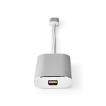 Nedis USB-C™ Adapter | USB 3.2 Gen 1 | USB-C™ Hane | Mini DisplayPort Hona | Power delivery | 0.20 m | Rund | Guldplaterad | Flätad / Nylon | Silver | Kartong med täckt fönster