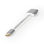Nedis USB-C™ Adapter | USB 3.2 Gen 1 | USB-C™ Hane | Mini DisplayPort Hona | Power delivery | 0.20 m | Rund | Guldplaterad | Flätad / Nylon | Silver | Kartong med täckt fönster