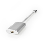 Nedis USB-C™ Adapter | USB 3.2 Gen 1 | USB-C™ Hane | Mini DisplayPort Hona | Power delivery | 0.20 m | Rund | Guldplaterad | Flätad / Nylon | Silver | Kartong med täckt fönster