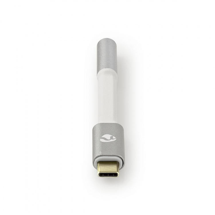 Nedis USB-C™ Adapter | USB 2.0 | USB-C™ Hane | 3.5 mm Hona | 0.08 m | Rund | Guldplaterad | Flätad / Nylon | Silver / Vit | Kartong med täckt fönster