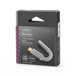 Nedis USB-C™ Adapter | USB 2.0 | USB-C™ Hane | 3.5 mm Hona | 0.08 m | Rund | Guldplaterad | Flätad / Nylon | Silver / Vit | Kartong med täckt fönster