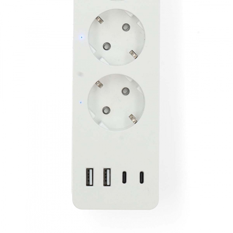 Nedis SmartLife Grenkontakt | 2x USB-A / 2x USB-C™ / 4x plug with earth contact (CEE 7/3) | 16 A | 3680 W | 2.00 m | 0 - 55 °C | Android™ / IOS | Vit Nedis SmartLife Grenkontakt | 2x USB-A / 2x USB-C™ / 4x plug with earth contact (CEE 7/3) | 16 A | 3680 W | 2.00 m | 0 - 55 °C | Android™ / IOS | Vit