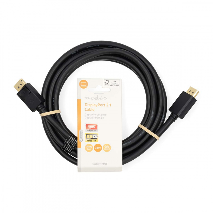 Nedis Displayport-kabel | DisplayPort Hane | DisplayPort Hane | 8K@60Hz | Guldplaterad | 3.00 m | Rund | PVC | Svart | Label Nedis Displayport-kabel | DisplayPort Hane | DisplayPort Hane | 8K@60Hz | Guldplaterad | 3.00 m | Rund | PVC | Svart | Label