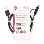 Nedis 2 i 1kabel | USB 2.0 | USB-A Hane | USB Micro-B Hane / USB-C™ Hane | 480 Mbps | 1.00 m | Nickelplaterad | Rund | PVC | Svart | Label Nedis 2 i 1kabel | USB 2.0 | USB-A Hane | USB Micro-B Hane / USB-C™ Hane | 480 Mbps | 1.00 m | Nickelplaterad | Rund | PVC | Svart | Label