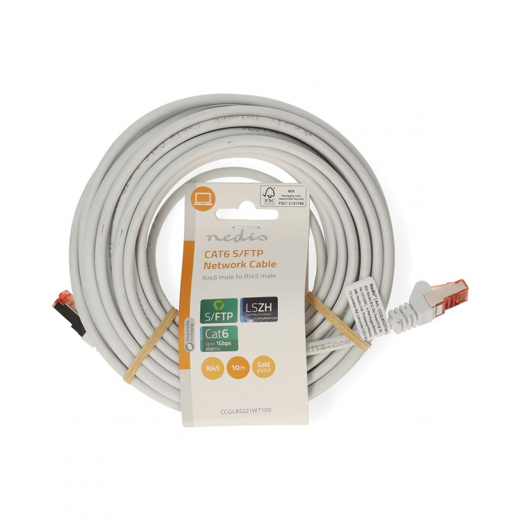 Nedis CAT6 Nätverkskabel | RJ45 hane | RJ45 hane | S/FTP | 10.0 m | Rund | LSZH | Vit | Label Nedis CAT6 Nätverkskabel | RJ45 hane | RJ45 hane | S/FTP | 10.0 m | Rund | LSZH | Vit | Label