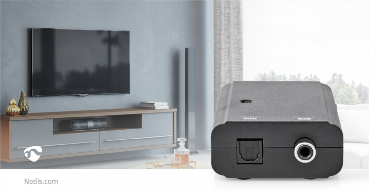 Nedis Digital Audio Omvandlare | Envägs | Ingång för audio/video/dataanslutningar: 1x S/PDIF | Audio / video / dataanslutningar utgång: TosLink Female | Instruktionsbok | Svart