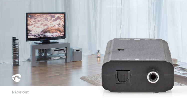 Nedis Digital Audio Omvandlare | Tvåvägs | Ingång för audio/video/dataanslutningar: 1x S/PDIF (RCA) Female / 1x Toslink Female | Audio / video / dataanslutningar utgång: 1x S/PDIF (RCA) Female / 1x TosLink Female | Instruktionsbok | Svart