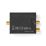 Nedis Digital Audio Omvandlare | Envägs | Ingång för audio/video/dataanslutningar: 1x Digital RCA / 1x TosLink | Audio / video / dataanslutningar utgång: 1x (2x RCA) / 1x 3.5 mm | Automatisk | Integrerad förstärkare | Svart