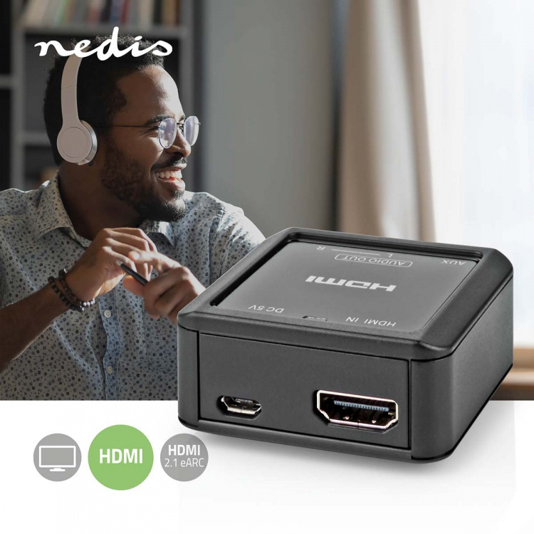 Nedis Digital Audio Omvandlare | Envägs | Ingång för audio/video/dataanslutningar: HDMI™ Input | Audio / video / dataanslutningar utgång: 1x 3.5 mm / 2x (2x RCA Female) | Automatisk | Antracit