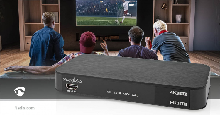 Nedis Digital Audio Omvandlare | Tvåvägs | Ingång för audio/video/dataanslutningar: DC Power / 1x HDMI™ Input | Audio / video / dataanslutningar utgång: 1x 3.5 mm / 1x TosLink / 3x HDMI™ Output | Automatisk / Knapp | Antracit