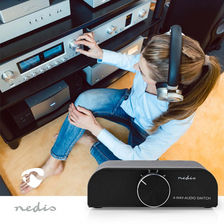 Nedis Analog Audio switch | 4-Port port(s) | Ingång för audio/video/dataanslutningar: 1x 3.5 mm Audio Input / 3x (2x RCA Female) | Audio / video / dataanslutningar utgång: 1x (2x RCA Female) | Instruktionsbok | Metall | Antracit Nedis Analog Audio switch | 4-Port port(s) | Ingång för audio/video/dataanslutningar: 1x 3.5 mm Audio Input / 3x (2x RCA Female) | Audio / video / dataanslutningar utgång: 1x (2x RCA Female) | Instruktionsbok | Metall | Antracit