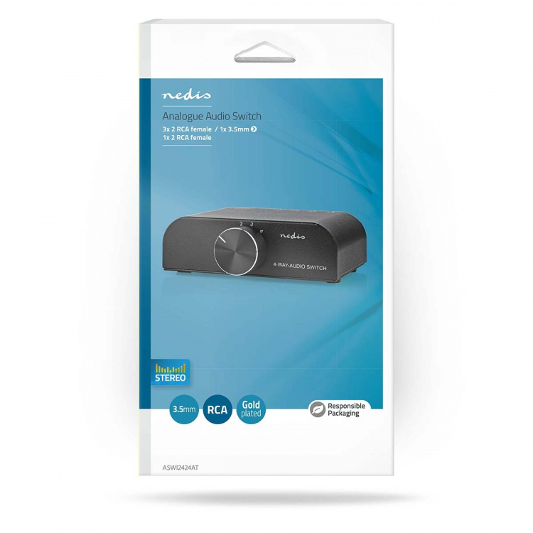Nedis Analog Audio switch | 4-Port port(s) | Ingång för audio/video/dataanslutningar: 1x 3.5 mm Audio Input / 3x (2x RCA Female) | Audio / video / dataanslutningar utgång: 1x (2x RCA Female) | Instruktionsbok | Metall | Antracit Nedis Analog Audio switch | 4-Port port(s) | Ingång för audio/video/dataanslutningar: 1x 3.5 mm Audio Input / 3x (2x RCA Female) | Audio / video / dataanslutningar utgång: 1x (2x RCA Female) | Instruktionsbok | Metall | Antracit