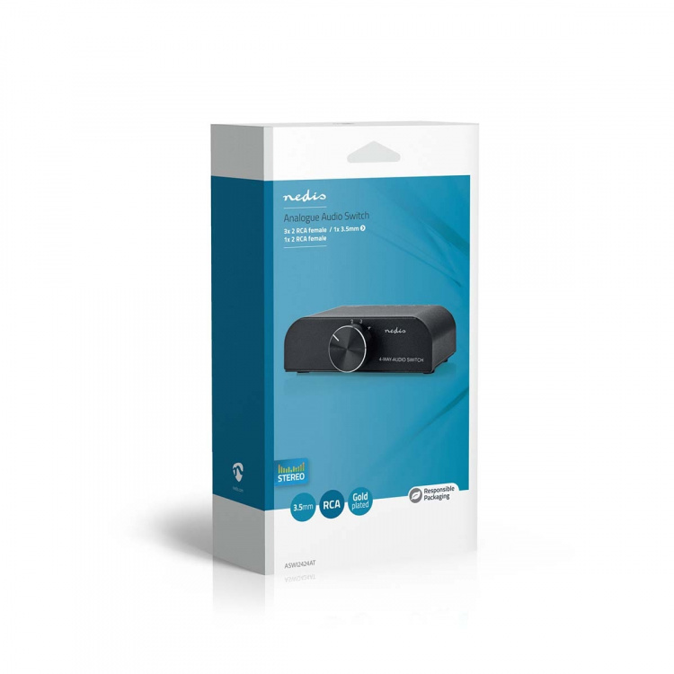 Nedis Analog Audio switch | 4-Port port(s) | Ingång för audio/video/dataanslutningar: 1x 3.5 mm Audio Input / 3x (2x RCA Female) | Audio / video / dataanslutningar utgång: 1x (2x RCA Female) | Instruktionsbok | Metall | Antracit Nedis Analog Audio switch | 4-Port port(s) | Ingång för audio/video/dataanslutningar: 1x 3.5 mm Audio Input / 3x (2x RCA Female) | Audio / video / dataanslutningar utgång: 1x (2x RCA Female) | Instruktionsbok | Metall | Antracit