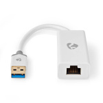 Nedis USB-nätverkskort | USB 3.2 Gen 1 | 1 Gbps | USB-A Hane | RJ45 Hona | 0.20 m | Rund | Guldplaterad | Bar koppar | Vit | Låda