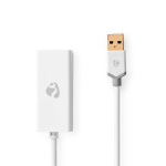 Nedis USB-nätverkskort | USB 3.2 Gen 1 | 1 Gbps | USB-A Hane | RJ45 Hona | 0.20 m | Rund | Guldplaterad | Bar koppar | Vit | Låda