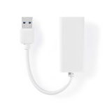 Nedis USB-nätverkskort | USB 3.2 Gen 1 | 1 Gbps | USB-A Hane | RJ45 Hona | 0.20 m | Rund | Nickelplaterad | Bar koppar | Vit | Låda