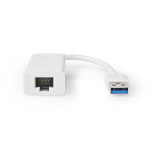 Nedis USB-nätverkskort | USB 3.2 Gen 1 | 1 Gbps | USB-A Hane | RJ45 Hona | 0.20 m | Rund | Nickelplaterad | Bar koppar | Vit | Låda