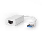 Nedis USB-nätverkskort | USB 3.2 Gen 1 | 1 Gbps | USB-A Hane | RJ45 Hona | 0.20 m | Rund | Nickelplaterad | Bar koppar | Vit | Låda