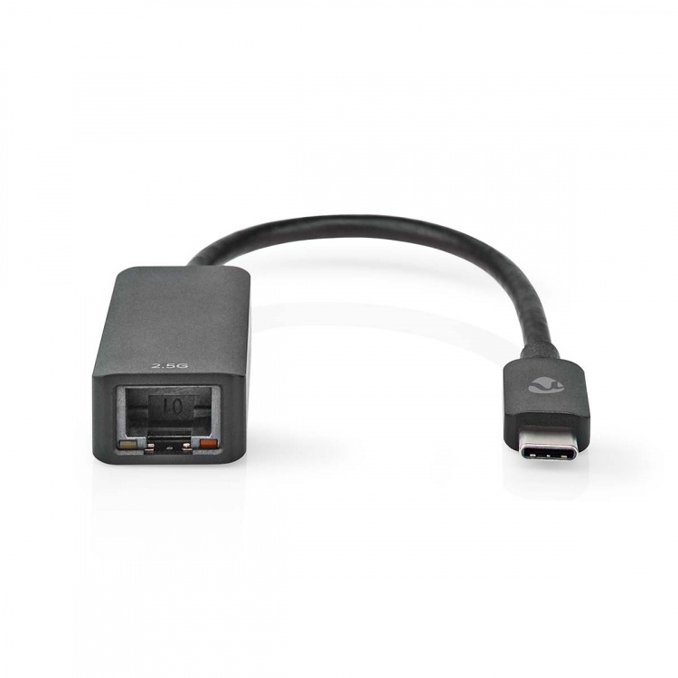 Nedis USB-nätverkskort | USB 3.2 Gen 1 | 2.5 Gbps | USB-C™ Hane | RJ45 Hona | 0.20 m | Rund | Nickelplaterad | Förtent Koppar | Svart | Låda