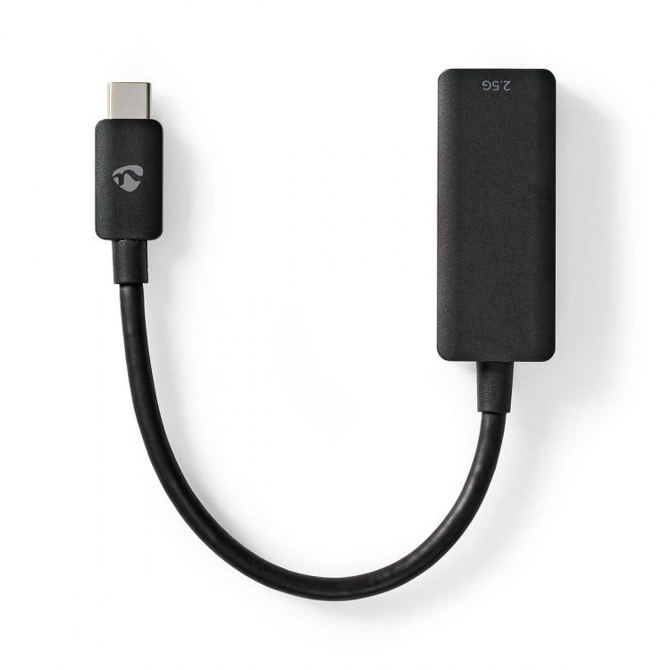 Nedis USB-nätverkskort | USB 3.2 Gen 1 | 2.5 Gbps | USB-C™ Hane | RJ45 Hona | 0.20 m | Rund | Nickelplaterad | Förtent Koppar | Svart | Låda