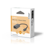 Nedis USB-nätverkskort | USB 3.2 Gen 1 | 2.5 Gbps | USB-C™ Hane | RJ45 Hona | 0.20 m | Rund | Nickelplaterad | Förtent Koppar | Svart | Låda