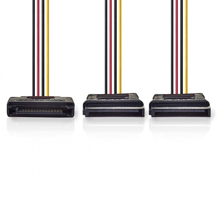 Nedis Intern Strömkabel | SATA 15-Pin Hane | 2x SATA 15-Pin Hona | Guldplaterad | 0.15 m | Rund | PVC | Mångfärgad | Låda