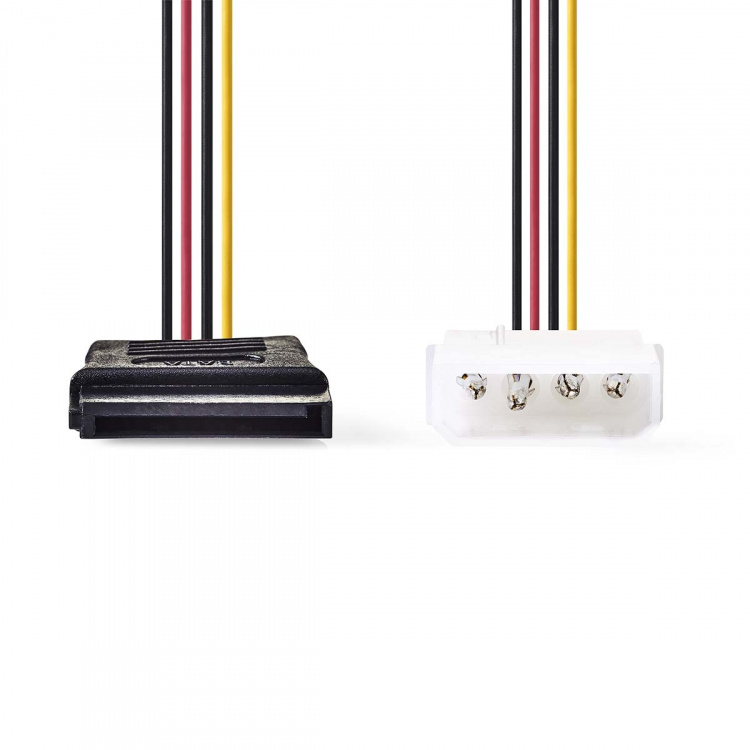 Nedis Intern Strömkabel | Molex Hane | SATA 15-Pin Hona | Guldplaterad | 0.15 m | Rund | PVC | Mångfärgad | Låda
