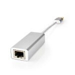 Nedis USB-nätverkskort | USB 3.2 Gen 1 | 1 Gbps | USB-A Hane | RJ45 Hona | 0.20 m | Rund | Guldplaterad | Bar koppar | Silver | Kartong med täckt fönster