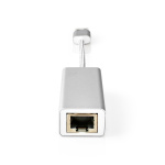 Nedis USB-nätverkskort | USB 3.2 Gen 1 | 1 Gbps | USB-A Hane | RJ45 Hona | 0.20 m | Rund | Guldplaterad | Bar koppar | Silver | Kartong med täckt fönster