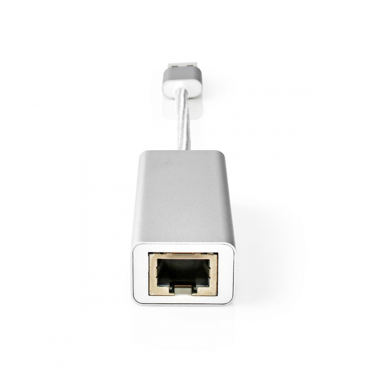 Nedis USB-nätverkskort | USB 3.2 Gen 1 | 1 Gbps | USB-A Hane | RJ45 Hona | 0.20 m | Rund | Guldplaterad | Bar koppar | Silver | Kartong med täckt fönster