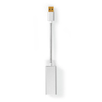 Nedis USB-nätverkskort | USB 3.2 Gen 1 | 1 Gbps | USB-A Hane | RJ45 Hona | 0.20 m | Rund | Guldplaterad | Bar koppar | Silver | Kartong med täckt fönster
