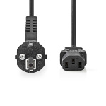 Nedis Strömkabel | Strömkontakt Hane | IEC-320-C13 | Vinklat | Rak | Nickelplaterad | 5.00 m | Rund | PVC | Svart | Label
