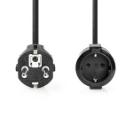 Nedis Strömkabel | Strömkontakt Hane | Strömkontakt Hona | Rak | Rak | Nickelplaterad | 5.00 m | Rund | PVC | Svart | Label Nedis Strömkabel | Strömkontakt Hane | Strömkontakt Hona | Rak | Rak | Nickelplaterad | 5.00 m | Rund | PVC | Svart | Label