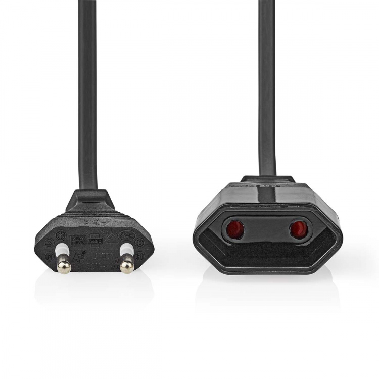Nedis Power Extension Cable | EUR male | EUR Female| 5.0 m | Round | Black | Envelope Nedis Power Extension Cable | EUR male | EUR Female| 5.0 m | Round | Black | Envelope