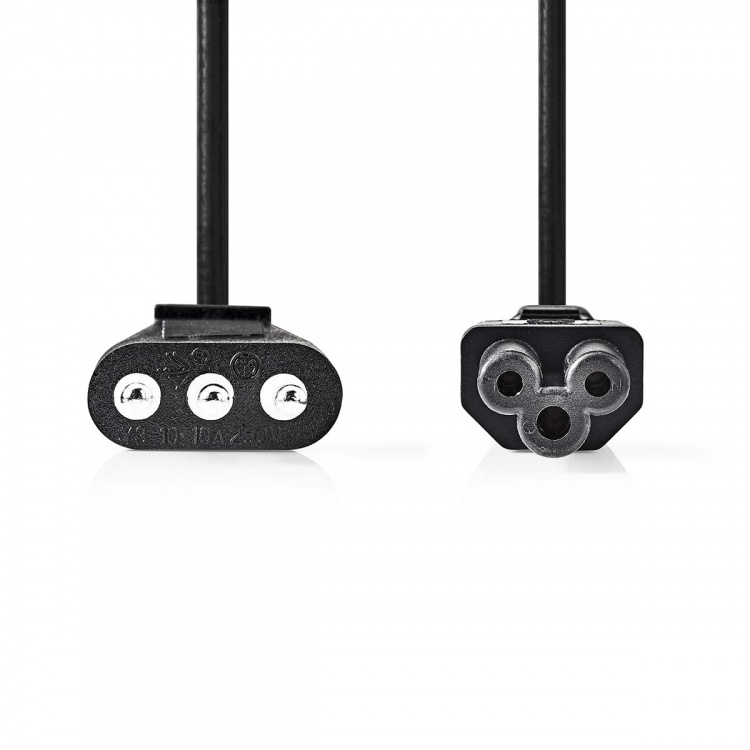 Nedis Strömkabel | Italien Hane | IEC-320-C5 | Rak | Rak | Nickelplaterad | 2.00 m | Rund | PVC | Svart | Label