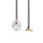 Nedis Strömkabel | Strömkontakt Hane | Open | Rak | Rak | Nickelplaterad | 3.00 m | Rund | Bomull | Vit | Label Nedis Strömkabel | Strömkontakt Hane | Open | Rak | Rak | Nickelplaterad | 3.00 m | Rund | Bomull | Vit | Label