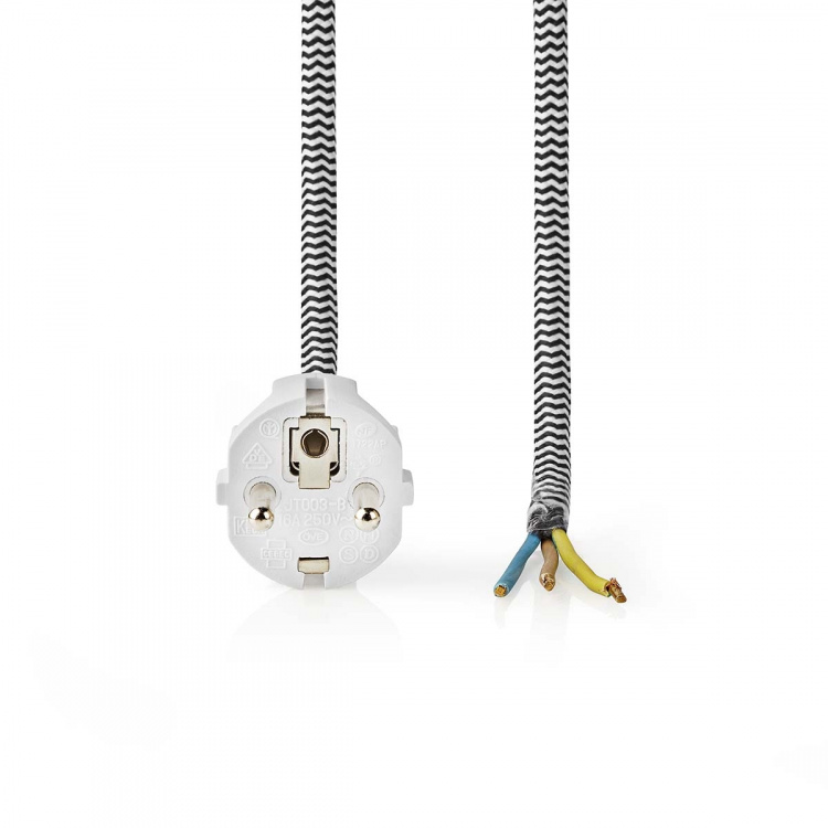 Nedis Strömkabel | Strömkontakt Hane | Open | Rak | Rak | Nickelplaterad | 3.00 m | Rund | Bomull | Vit | Label Nedis Strömkabel | Strömkontakt Hane | Open | Rak | Rak | Nickelplaterad | 3.00 m | Rund | Bomull | Vit | Label