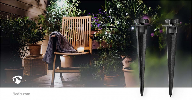 Nedis Jordspik | 2 st. | Aluminium | Svart