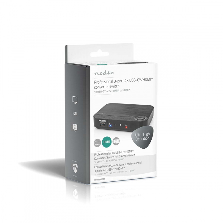 Nedis HDMI ™ Omvandlare | 1x USB-C™ / 2x HDMI™ Input | 1x HDMI™ Output | Envägs | 4K@60Hz | 18 Gbps | ABS | Antracit Nedis HDMI ™ Omvandlare | 1x USB-C™ / 2x HDMI™ Input | 1x HDMI™ Output | Envägs | 4K@60Hz | 18 Gbps | ABS | Antracit