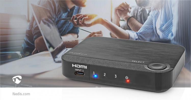 Nedis HDMI ™ Omvandlare | 1x USB-C™ / 2x HDMI™ Input | 1x HDMI™ Output | Envägs | 4K@60Hz | 18 Gbps | ABS | Antracit Nedis HDMI ™ Omvandlare | 1x USB-C™ / 2x HDMI™ Input | 1x HDMI™ Output | Envägs | 4K@60Hz | 18 Gbps | ABS | Antracit