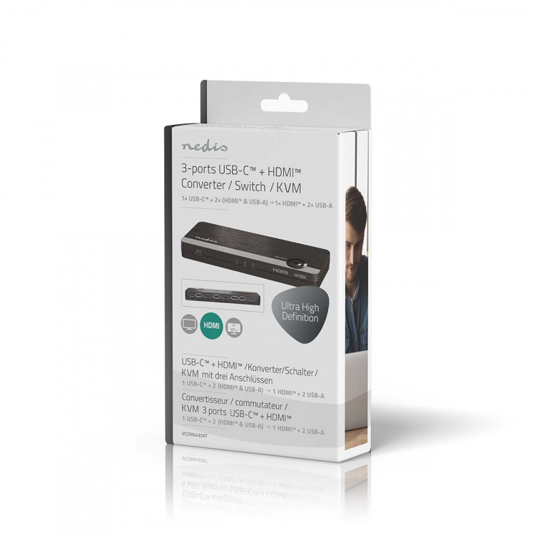 Nedis HDMI ™ Omvandlare | USB-C™ Female / 2x HDMI™ Input / 4x USB A Female | 1x HDMI™ Output | Envägs | 4K@60Hz | 18 Gbps | ABS | Antracit Nedis HDMI ™ Omvandlare | USB-C™ Female / 2x HDMI™ Input / 4x USB A Female | 1x HDMI™ Output | Envägs | 4K@60Hz | 18 Gbps | ABS | Antracit