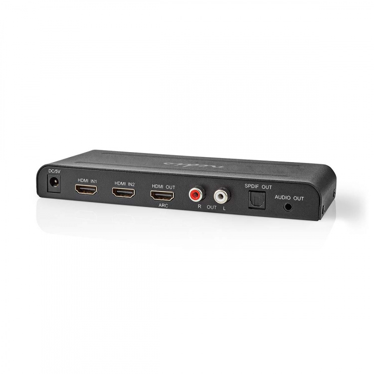 Nedis HDMI ™ Extractor | 2x HDMI™ Input | TosLink Female / 1x 3.5 mm / 1x HDMI™ Output / 2x RCA | Maximal upplösning: 4K@60Hz | 18 Gbps | Metall | Antracit | Låda