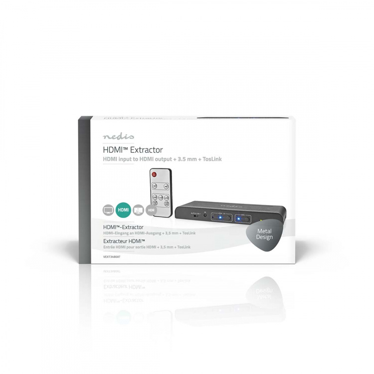 Nedis HDMI ™ Extractor | 2x HDMI™ Input | TosLink Female / 1x 3.5 mm / 1x HDMI™ Output / 2x RCA | Maximal upplösning: 4K@60Hz | 18 Gbps | Metall | Antracit | Låda